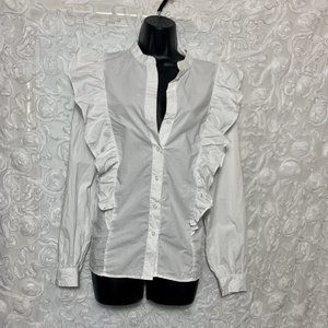 Womens Ruffle Buttonup Shirt